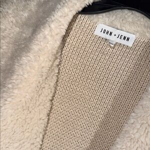 John + Jenn Beige Textured suede Cardigan